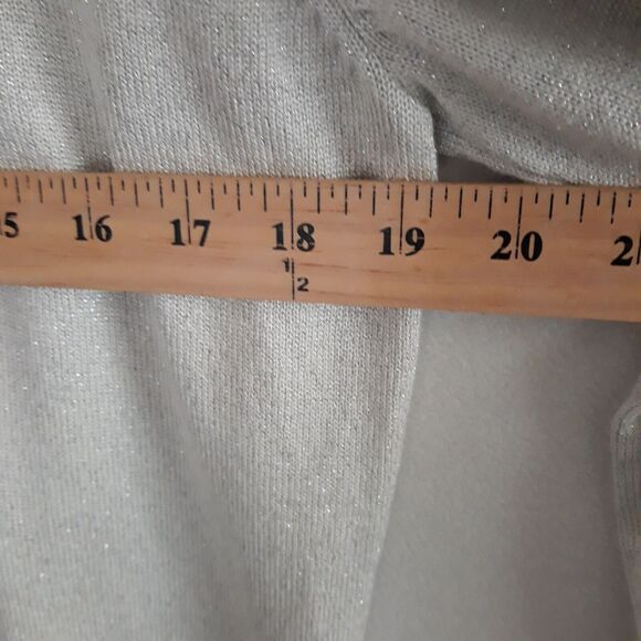 Drapers & Damon Mock Neck Sweater Womens Medium Light Gray Silver Metallic  Zip - Picture 8 of 12